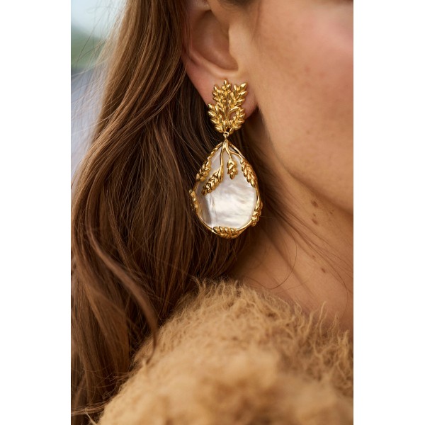 Aurelie Bidermann auskarai klipsai su perlamutru